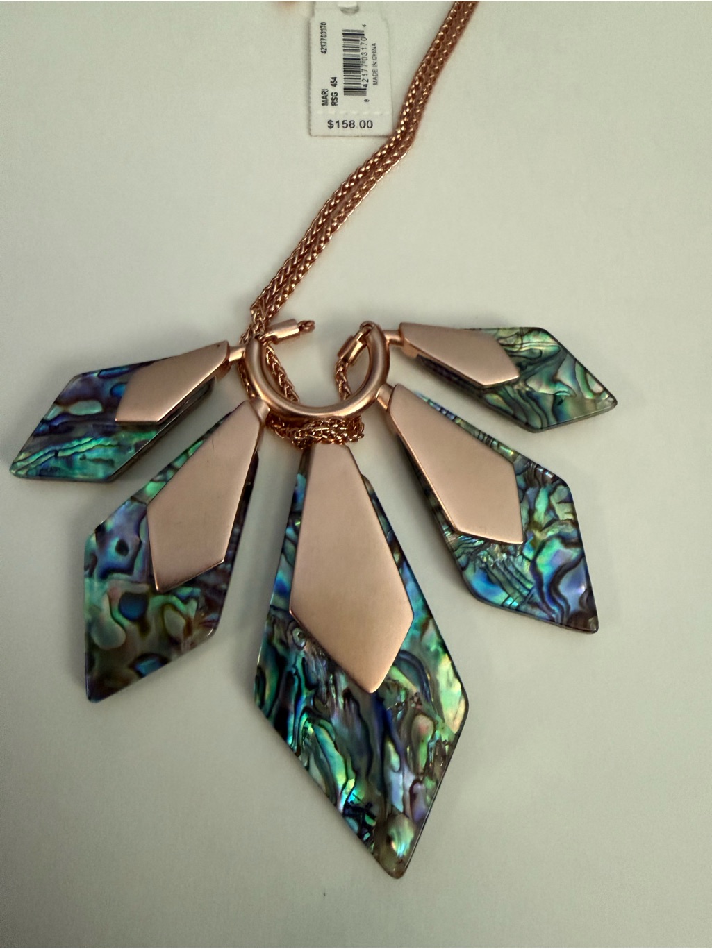 Kendra Scott Rose Gold And Abalone Mosaic Fan Necklace